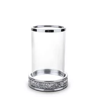 Świeczniki - Świecznik Lampion Srebrny Metal Szkło Ozdobny 17cm - miniaturka - grafika 1