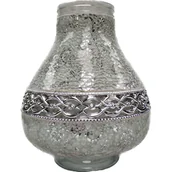 Lampiony i znicze - Znicz witraż Karafa decor DECOR3 36 cm biało-srebrny Ilumini - miniaturka - grafika 1