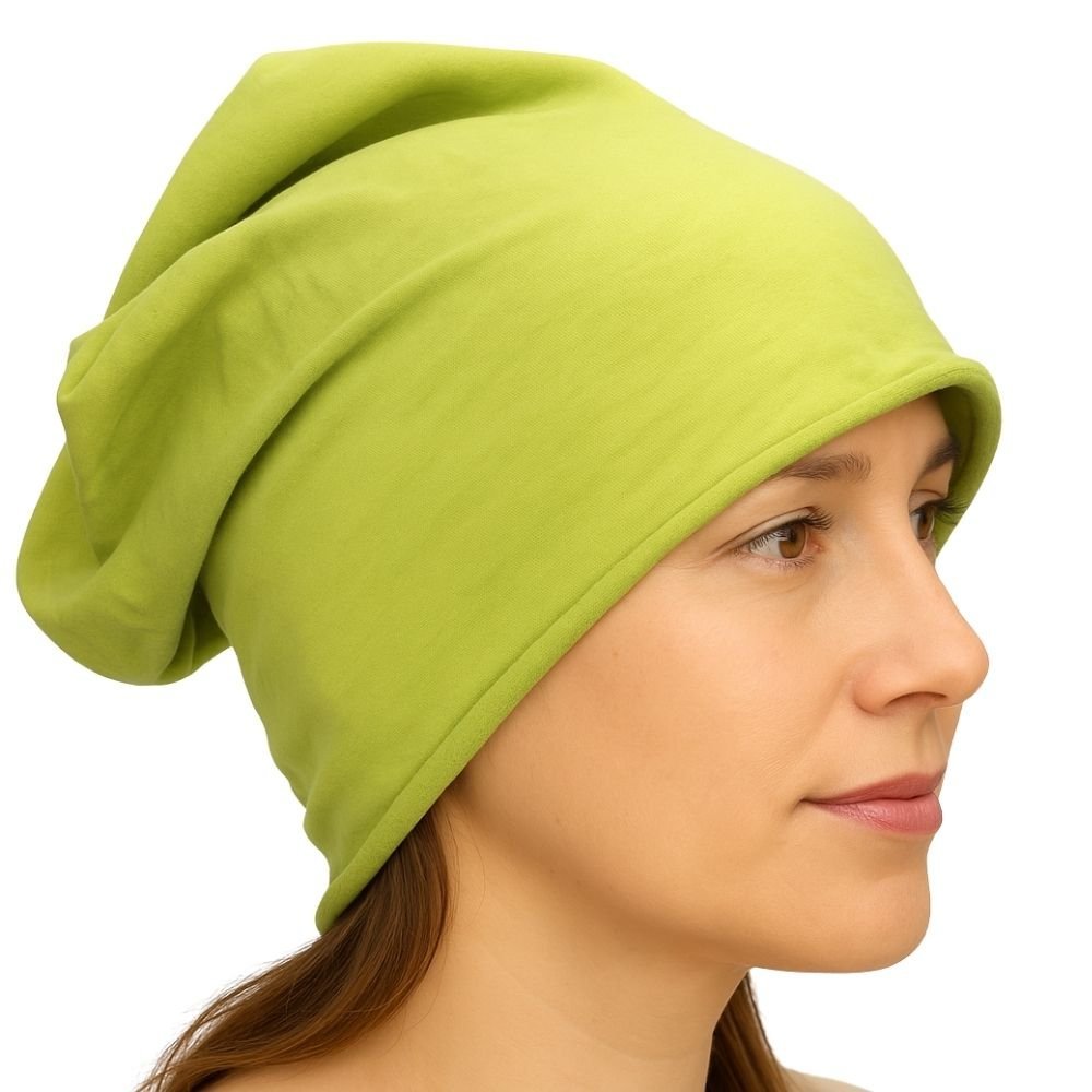 Czapka damska Beanie włoska cienka smerfetka jednolita jasnozielona