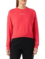 Bluzy damskie - Champion Damska bluza z okrągłym dekoltem Legacy American Classics Powerblend Terry małe logo Crop Boxy Crewneck, Czerwony, XS - miniaturka - grafika 1