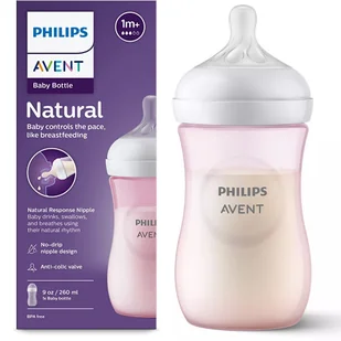 Philips Avent Butelka Natural Responsywna 260 ml 1m+ Różowa SCY903/11 RESPONSE - Butelki dla niemowląt - miniaturka - grafika 1