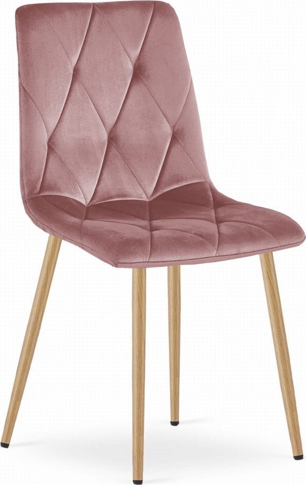 Leobert Krzesło LIBRA - różowy aksamit / nogi kolor drewna x 1