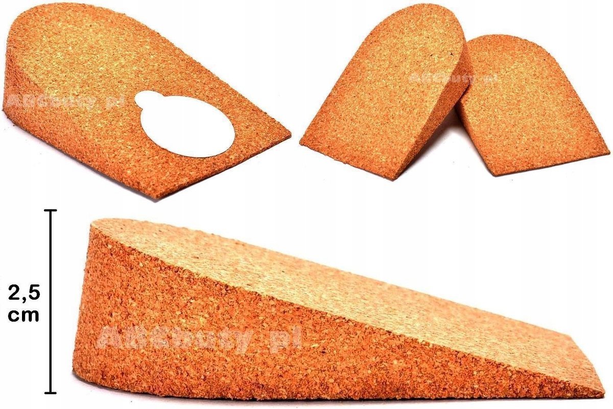 36/41 DAMSKIE PODPIĘTKI KORKOWE KLINY WKŁADKI PODWYŻSZAJĄCE 2,5cm CORK 25mm