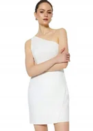 Sukienki - TRENDYOL BIAŁA SUKIENKA MINI NA JEDNO RAMIĘ BEZ RĘKAWU 38 5BA - miniaturka - grafika 1