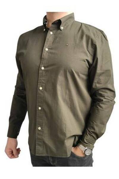 Tommy Hilfiger koszula z długim rękawem oliwkowa, Rozmiar L