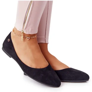 Zamszowe Baleriny Sergio Leone BL622 Czarne - Baleriny - miniaturka - grafika 1