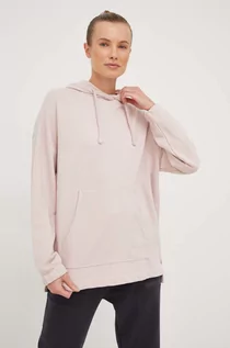 Bluzy damskie - Outhorn bluza damska kolor różowy z kapturem z nadrukiem - grafika 1