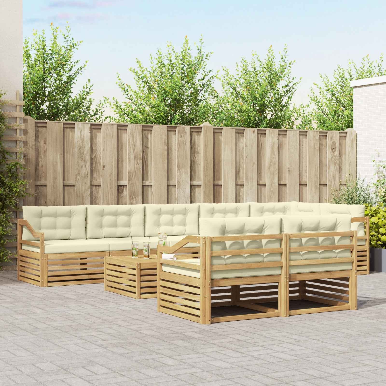 vidaXL Zestaw sof na zewnątrz z poduszką 9 pcs Biały i kremowy