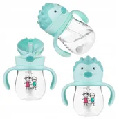 Bidony dla dzieci - Akuku Bidon Ze Słomką z Odważnikiem 250ml 9m+ Miętowy Jeżyk - miniaturka - grafika 1