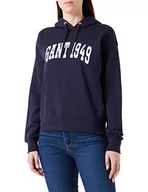 Bluzy damskie - GANT MD. Logo Hoodie Damska bluza z kapturem, Wieczór niebieski, XS - miniaturka - grafika 1