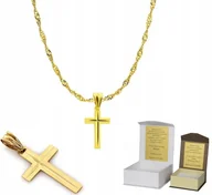 Biżuteria dla dzieci - Złoty łańcuszek pr. 585 medalik KRZYŻYK KRZYŻ 45 cm DEDYKACJA SZ1KZ3 - miniaturka - grafika 1