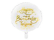 Balony i akcesoria - PartyDeco Balon foliowy Happy Birthday To You, 35cm, biały FB58 [15347873] - miniaturka - grafika 1