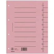 Pudła i kartony archiwizacyjne - Donau Przekładka karton, A4, 235x300mm, 1-10, 1 karta, jasnoróżowa 8610001-16 - miniaturka - grafika 1