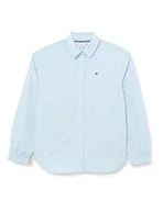 Koszulki i topy damskie - Tommy Hilfiger Koszula z flagą w paski L/S tkane topy, Niebieski bryzowy/biały, 10 lat - miniaturka - grafika 1