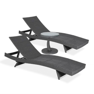 Zestaw wypoczynkowy DUO dwie leżanki WAVE + stolik PREMIO Dark Grey - Focus Garden - Meble ogrodowe - miniaturka - grafika 1