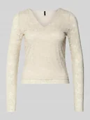 Bluzki damskie - Bluzka z długim rękawem o kroju slim fit z efektem koronki model ‘IBEN’ - miniaturka - grafika 1