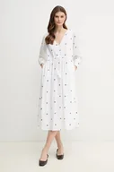 Sukienki - Pepe Jeans sukienka bawełniana DEAL kolor biały midi rozkloszowana PL953687 - miniaturka - grafika 1