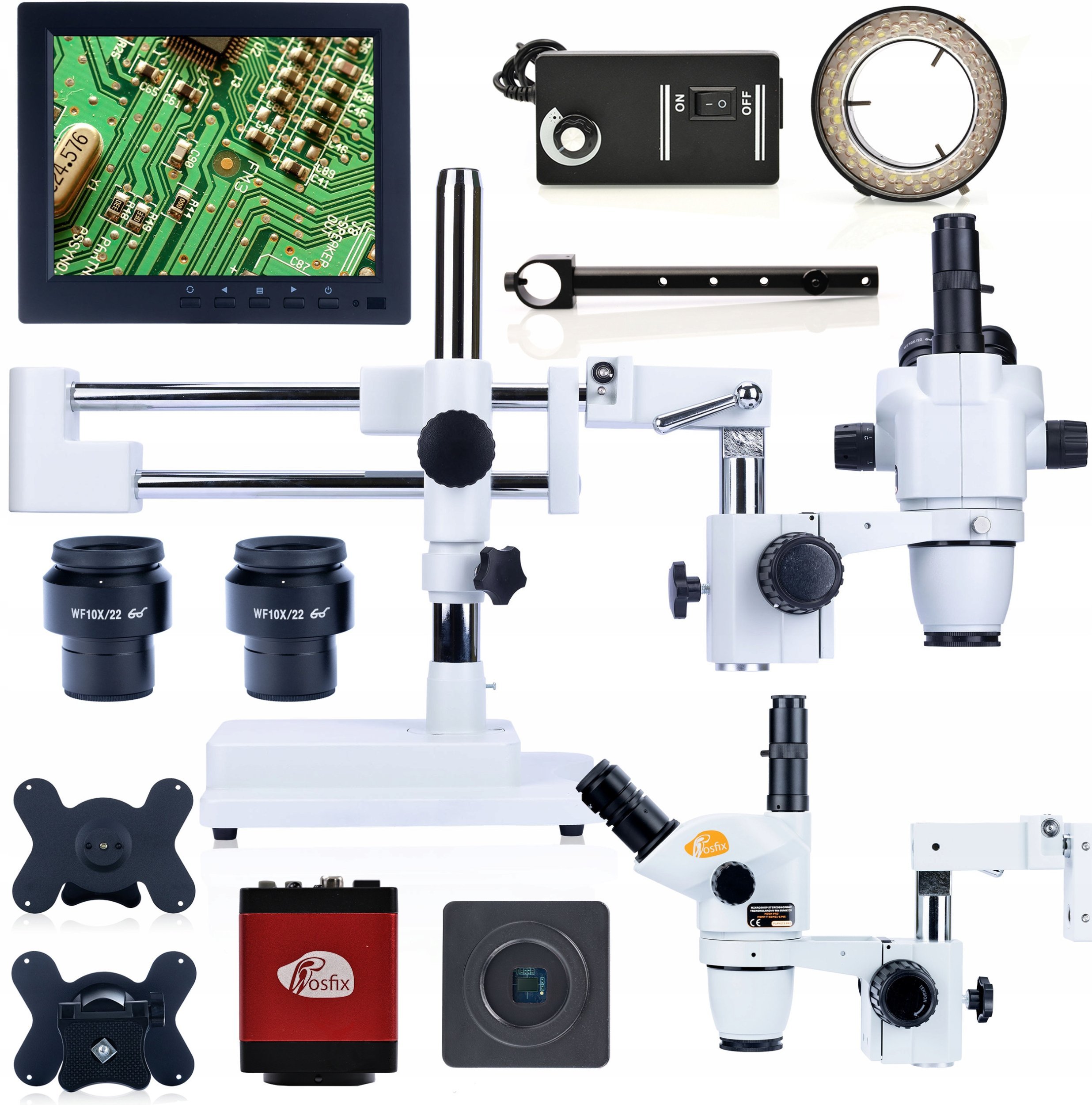 MIKROSKOP STEREOSKOPOWY KAMERA DRACO RED PRO WYŚWIETLACZ UCHWYT OŚWIETLACZ