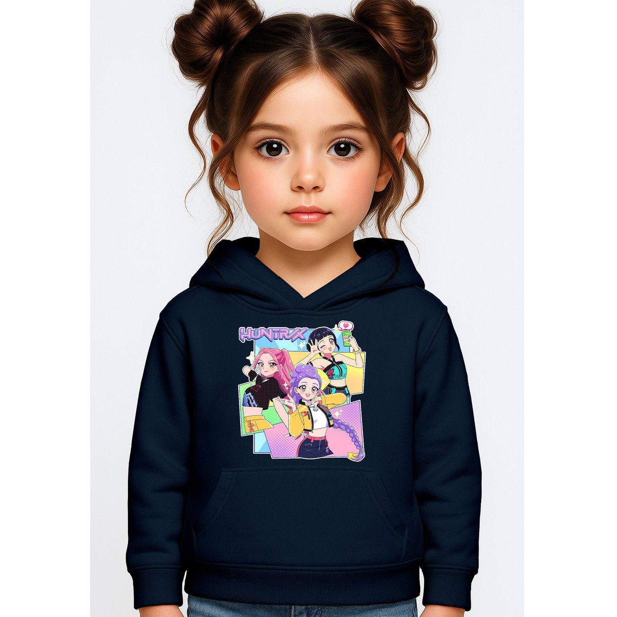 BLUZA DZIECIĘCA K-POPOWE ŁOWCZYNIE DEMONÓW HUNTRIX 146-152 Z KAPTUREM