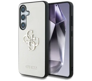 Guess Etui Grained Big 4G Small Classic Logo do Galaxy S25, beżowe - Etui i futerały do telefonów - miniaturka - grafika 1