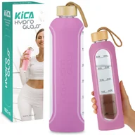 Shakery i bidony sportowe - BUTELKA SZKLANA NA WODĘ TRENING MOTYWACYJNA BIDON KICA HYDRO GLASS 1L FIOLETOWA - miniaturka - grafika 1