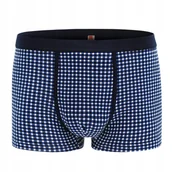 Majtki męskie - Bokserki męskie bawełniane wygodne CLASSIC granatowe w kratkę L Pako Jeans - miniaturka - grafika 1