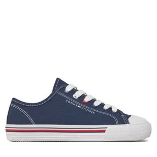 Trampki Tommy Hilfiger Low Cut Lace Up Sneaker T3X9-33324-0890 S Granatowy - Buty dla chłopców - miniaturka - grafika 1