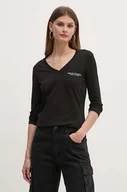 Bluzki damskie - Armani Exchange longsleeve bawełniany kolor czarny 8NYT89 YJG3Z - miniaturka - grafika 1