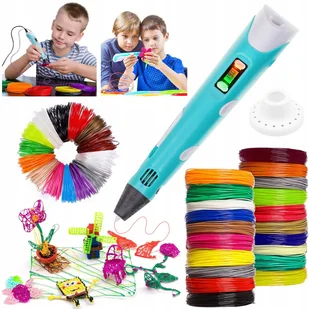 DŁUGOPIS 3D Dla Dzieci DRUKARKA 3D + FILAMENT PLA 209 metrów + Szablony - Filamenty i akcesoria do drukarek 3D - miniaturka - grafika 1