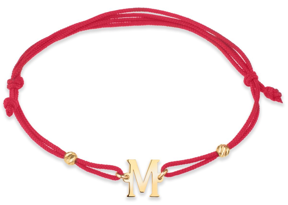 ZŁOTA BRANSOLETKA DIAMENTOWANA NA SZNURKU Z TWOJĄ LITERKĄ 14KT 585