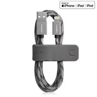 Momax Elite link - Kabel połączeniowy USB do Lightning MFi + elastyczny stojak, 2.4 A, 1 m (Grey) - Akcesoria do tabletów i e-booków - miniaturka - grafika 1