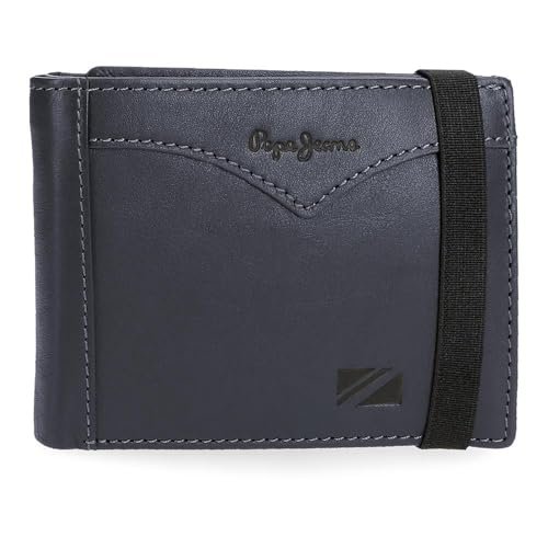 Pepe Jeans Kurtka Portfel z elastyczną taśmą Niebieski 11,5x8,5x1 cm Skóra by Joumma Bags, Niebieski, Talla única, Portfel z elastyczną tasiemką