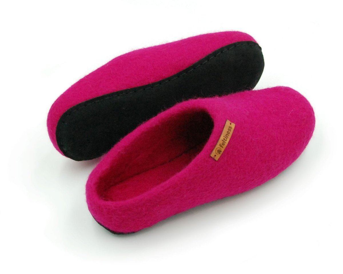 Feltiness, Różowe, kapcie wełniane z podeszwą 37-38 (24cm)