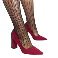 Czółenka - Bordowe czółenka na wysokim słupku Leea czerwone - Inna marka - miniaturka - grafika 1