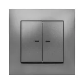 Wyłączniki światła i elektryczne - ELEKTRO - PLAST Włącznik podwójny podświetlany CARLA grafitowy ELEKTRO - PLAST - miniaturka - grafika 1