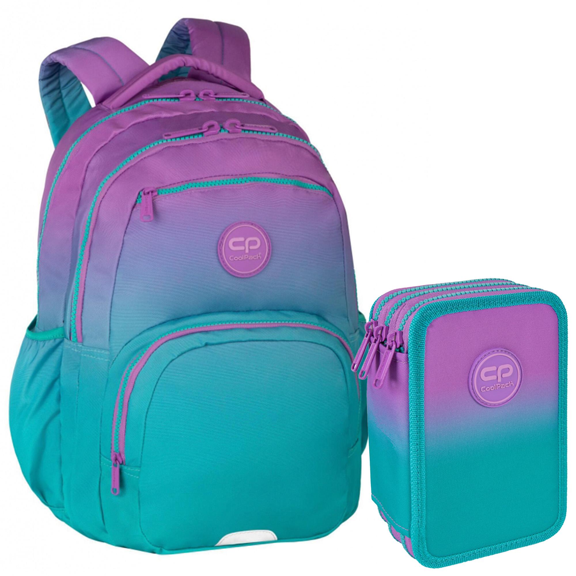 Zestaw dla dziewczynki plecak Coolpack turkus fiolet