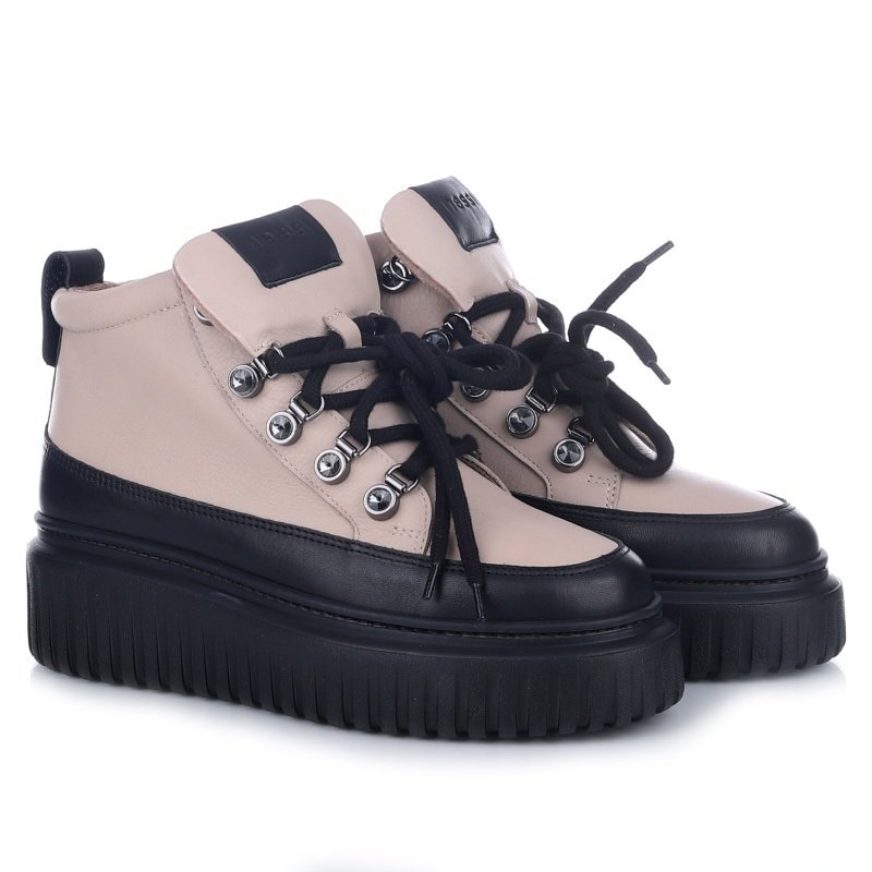 Botki damskie Nessi 24666 czarny + beż 39