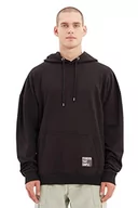 Bluzy męskie - Trendyol Męska bluza z kapturem gładka oversize, Czarny, XL - miniaturka - grafika 1