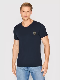 Koszulki męskie - Versace T-Shirt Scollo AUU01004 Granatowy Regular Fit - grafika 1