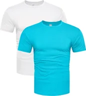 Koszulki męskie - 2-pak koszulek bawełnianych premium biały i niebieski Recea - S - miniaturka - grafika 1