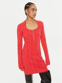 Sukienki - Patrizia Pepe Sukienka dzianinowa 2A2822/K210-J4C4 Koralowy Regular Fit - miniaturka - grafika 1