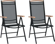 Fotele i krzesła ogrodowe - Składane krzesła ogrodowe 2 szt. Aluminium i textilene czarny - miniaturka - grafika 1