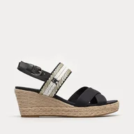 Sandały damskie - TOMMY HILFIGER GOLDEN WEBBING MID WEDGE - Tommy Hilfiger - miniaturka - grafika 1
