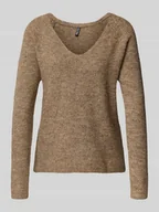 Swetry damskie - Sweter z dzianiny o kroju regular fit z prążkowaną fakturą model ‘ELLEN’ - miniaturka - grafika 1