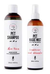 PET Shampoo Aloe Vera/Szampon Aloesowy 250ml Odżywczy i nabłyszczający + Pet Magic Mist - Magiczna Mgiełka do Sierści 250ml Łatwe rozczesywanie i odżywiona sierść - Szampony i odżywki dla psów - miniaturka - grafika 1