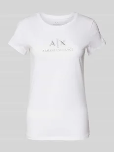 T-shirt z nadrukiem z logo - Koszulki i topy damskie - miniaturka - grafika 1