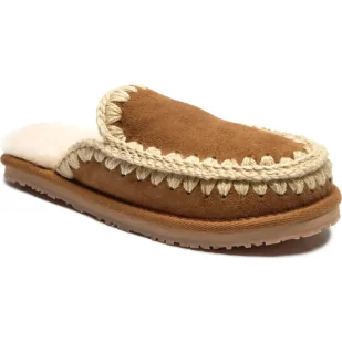 MOU Skórzane obuwie domowe FULL ESKIMO STITCH z dodatkiem wełny - Kapcie damskie - miniaturka - grafika 1
