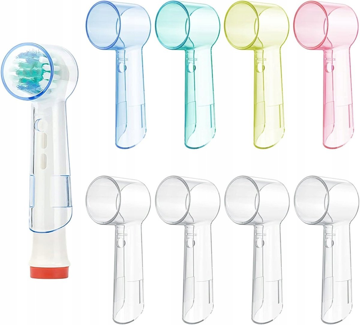 OSŁONKI NA KOŃCÓWKI SZCZOTECZEK ELEKTRYCZNYCH PODRÓŻNE KOLOROWE ZESTAW x8