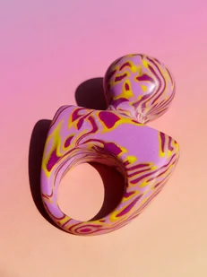 Fioletowy pierścionek z kulką - Pierścionki - miniaturka - grafika 1