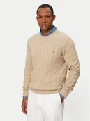Swetry męskie - Tommy Hilfiger Sweter MW0MW33132 Beżowy Regular Fit - miniaturka - grafika 1